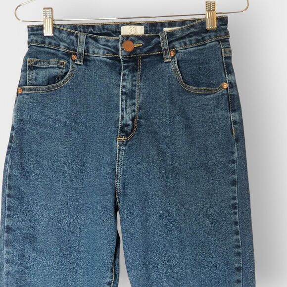 Cotton On Womens Mom Jeans Size 6 High Rise 90s Dark Wash Stretch Tapered Leg - Picture 3 of 9